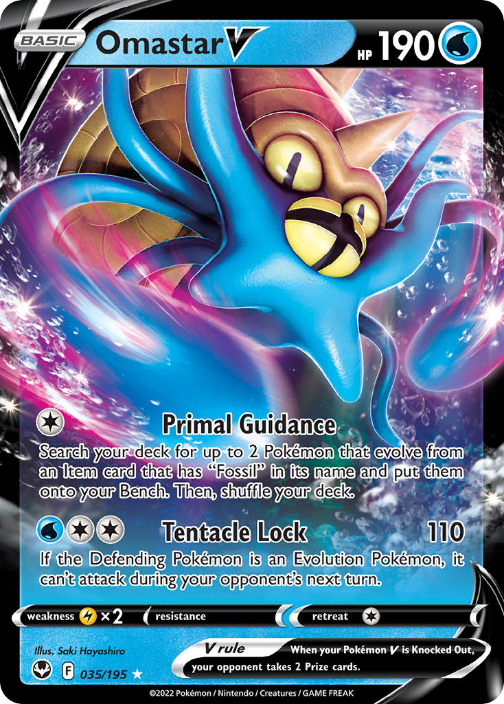 (035/195) Pokemon TCG Silver Tempest Single: Omastar V Ultra Rare