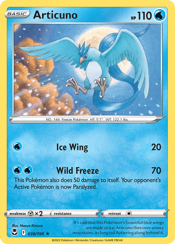 (036/195) Pokemon TCG Silver Tempest Single: Articuno Reverse Holo Holo Rare