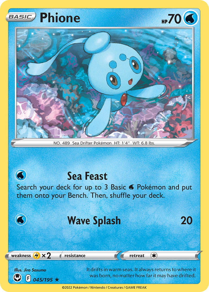 (045/195) Pokemon TCG Silver Tempest Single: Phione Reverse Holo Rare