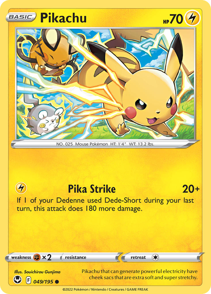 (049/195) Pokemon TCG Silver Tempest Single: Pikachu Common