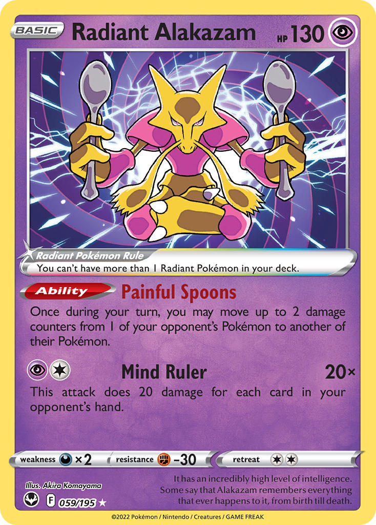 (059/195) Pokemon TCG Silver Tempest Single: Radiant Alakazam Ultra Rare