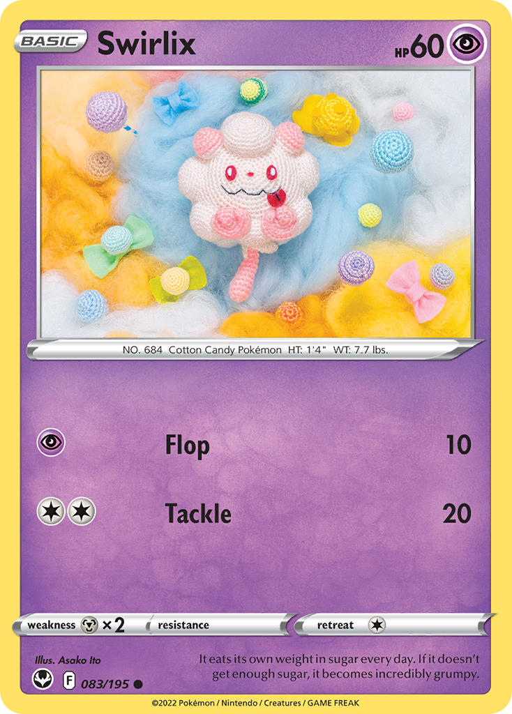 (083/195) Pokemon TCG Silver Tempest Single: Swirlix Reverse Holo Common