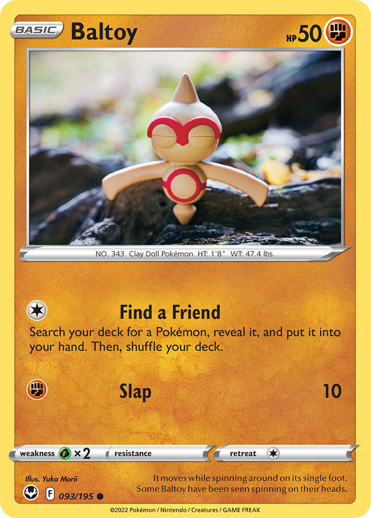 (093/195) Pokemon TCG Silver Tempest Single: Baltoy Reverse Holo Common