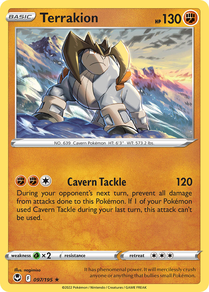 (097/195) Pokemon TCG Silver Tempest Single: Terrakion Reverse Holo Holo Rare