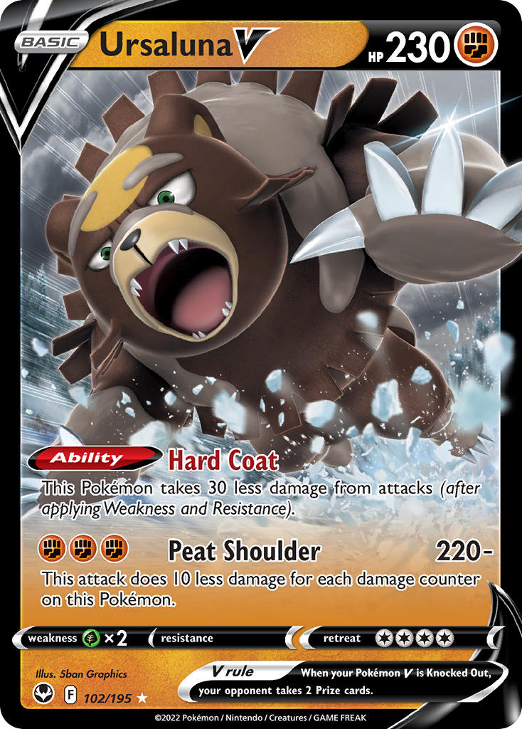 (102/195) Pokemon TCG Silver Tempest Single: Ursaluna V Ultra Rare