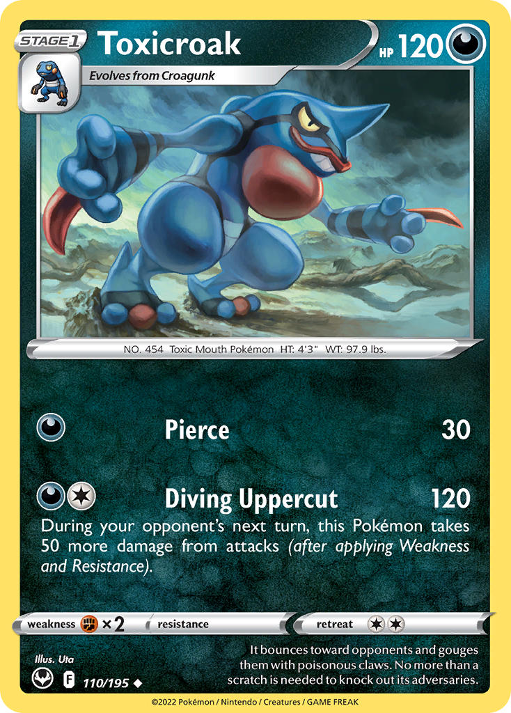 (110/195) Pokemon TCG Silver Tempest Single: Toxicroak Reverse Holo Uncommon