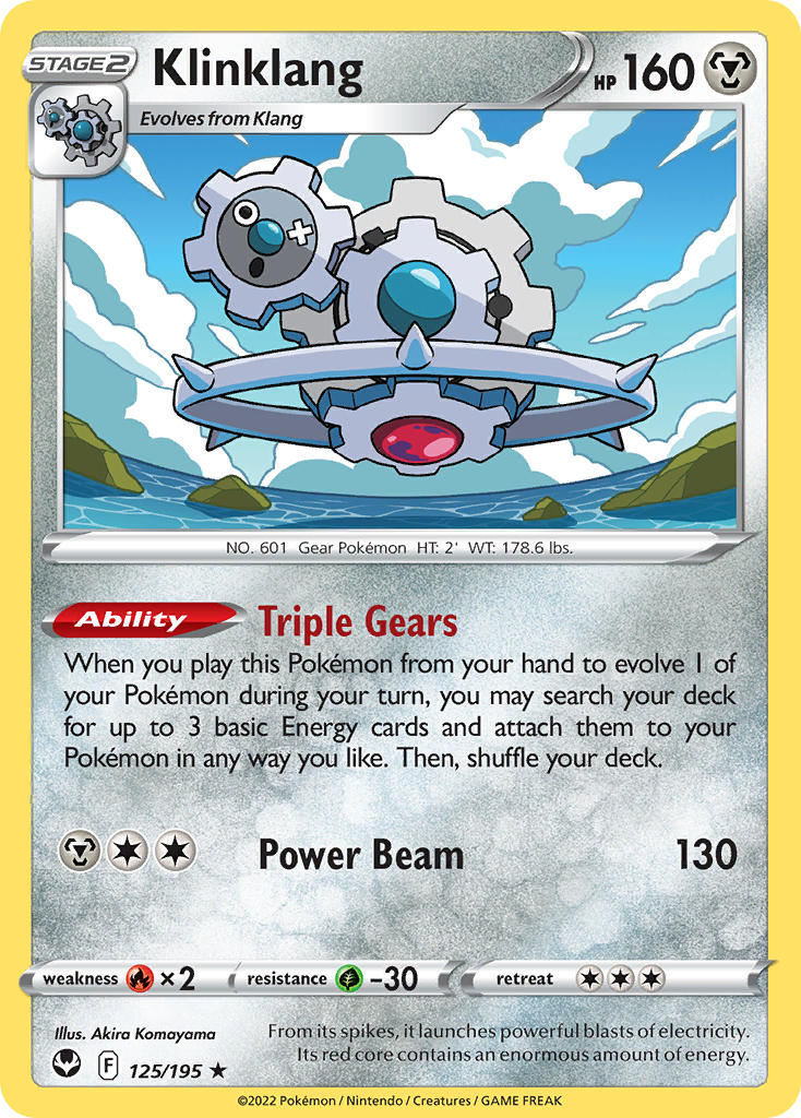 (125/195) Pokemon TCG Silver Tempest Single: Klinklang Reverse Holo Rare