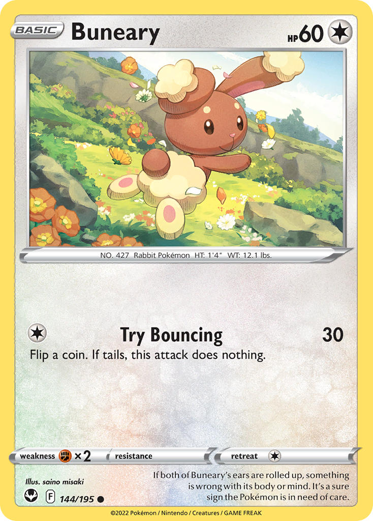 (144/195) Pokemon TCG Silver Tempest Single: Buneary Reverse Holo Common
