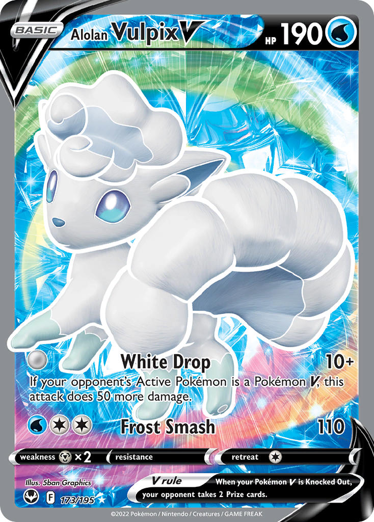 (173/195) Pokemon TCG Silver Tempest Single: Alolan Vulpix V Ultra Rare
