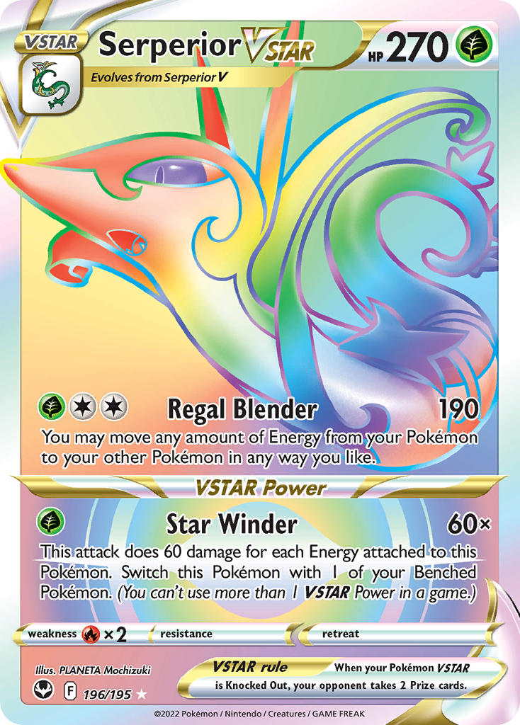 (196/195) Pokemon TCG Silver Tempest Single: Serperior VSTAR Secret Rare