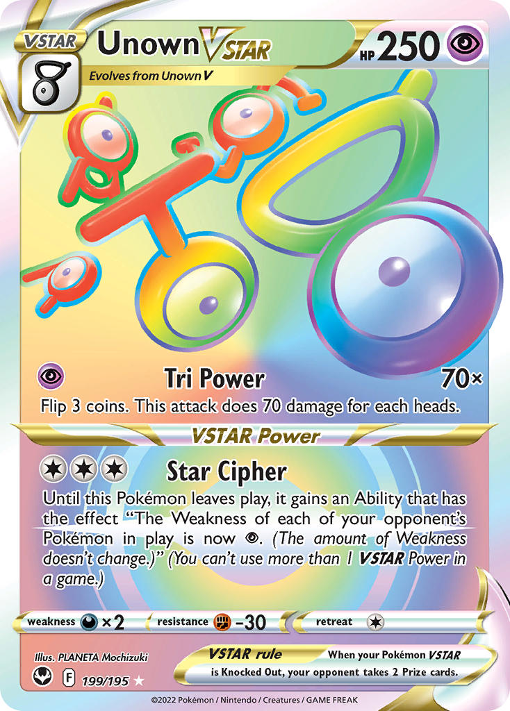 (199/195) Pokemon TCG Silver Tempest Single: Unown VSTAR Secret Rare