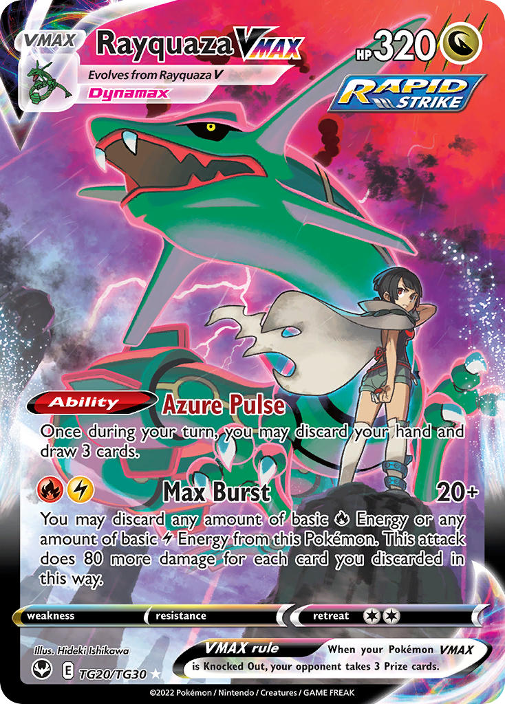 (TG20/TG30) Pokemon TCG Silver Tempest Single: Rayquaza VMAX Ultra Rare