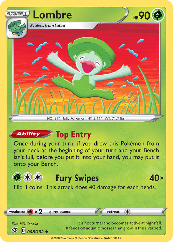 (008/192) Pokemon TCG Rebel Clash Single: Lombre Uncommon