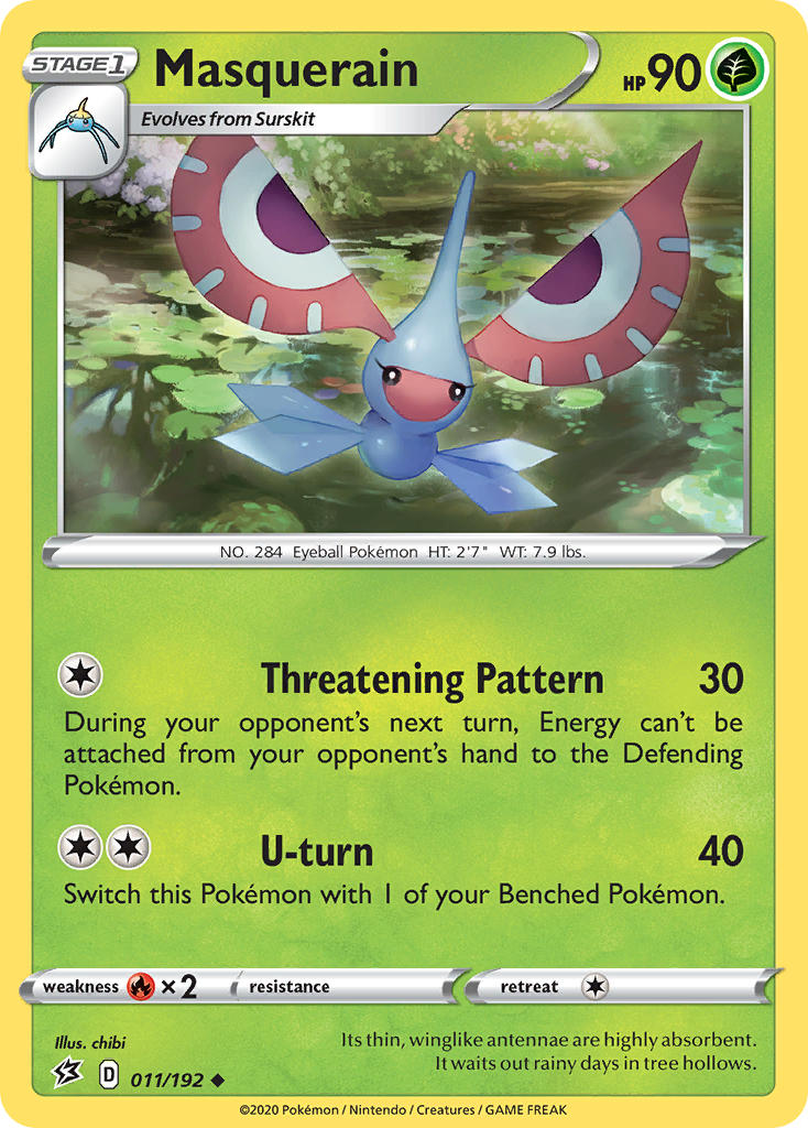 (011/192) Pokemon TCG Rebel Clash Single: Masquerain Uncommon