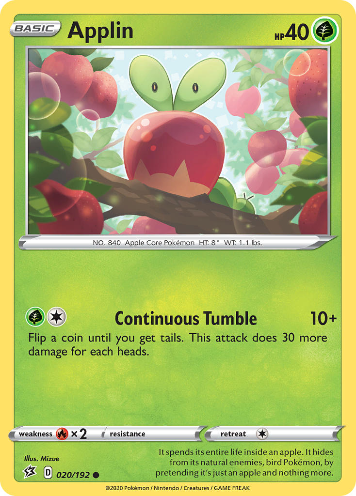 (020/192) Pokemon TCG Rebel Clash Single: Applin Common