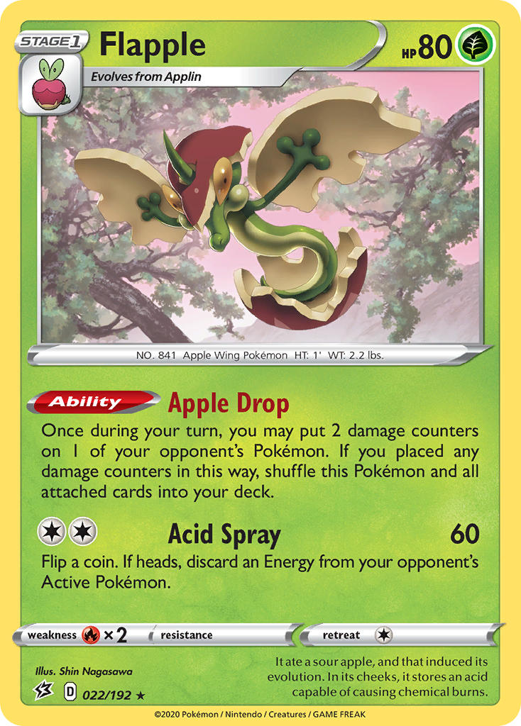 (022/192) Pokemon TCG Rebel Clash Single: Flapple Holo Rare