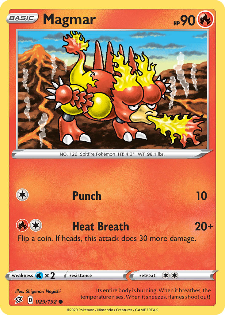 (029/192) Pokemon TCG Rebel Clash Single: Magmar Common