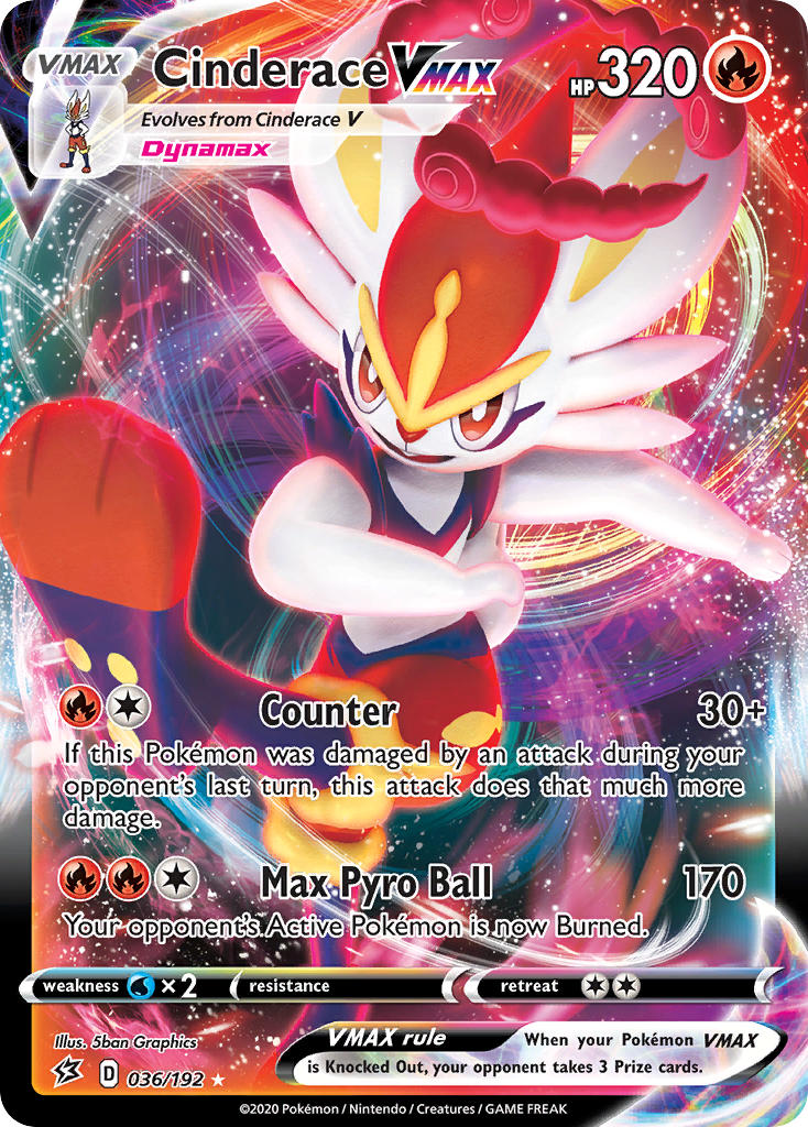 (036/192) Pokemon TCG Rebel Clash Single: Cinderace VMAX Ultra Rare