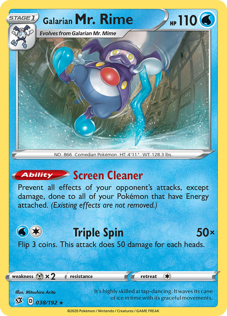 (038/192) Pokemon TCG Rebel Clash Single: Galarian Mr. Rime Reverse Holo Rare