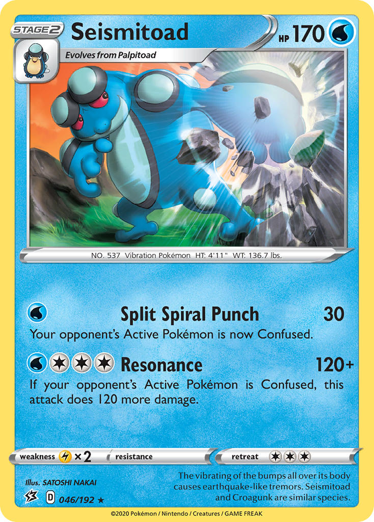 (046/192) Pokemon TCG Rebel Clash Single: Seismitoad Reverse Holo Rare