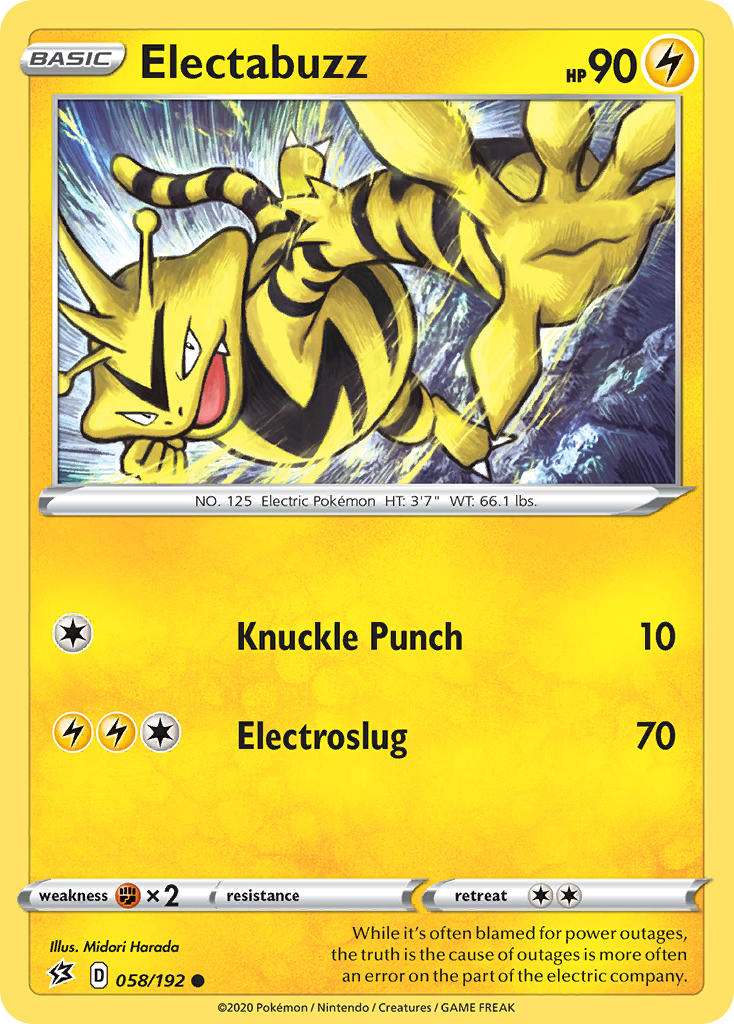 (058/192) Pokemon TCG Rebel Clash Single: Electabuzz Common