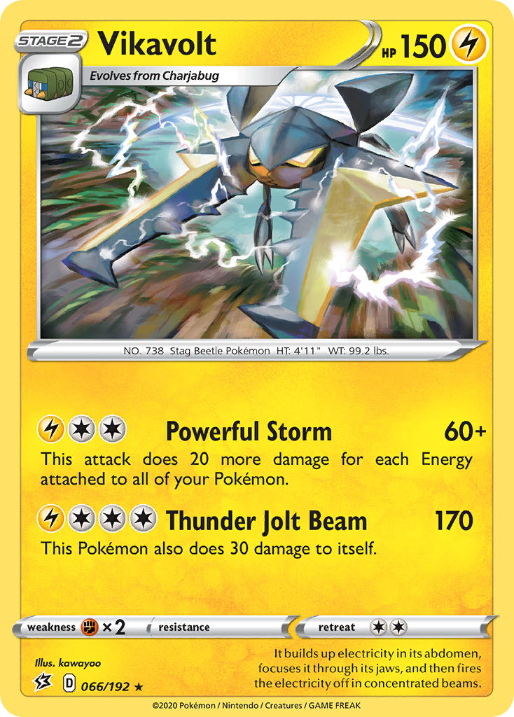(066/192) Pokemon TCG Rebel Clash Single: Vikavolt Reverse Holo Holo Rare