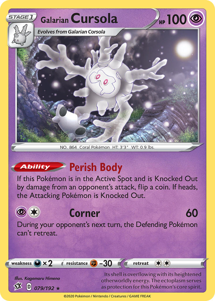 (079/192) Pokemon TCG Rebel Clash Single: Galarian Cursola Reverse Holo Holo Rare