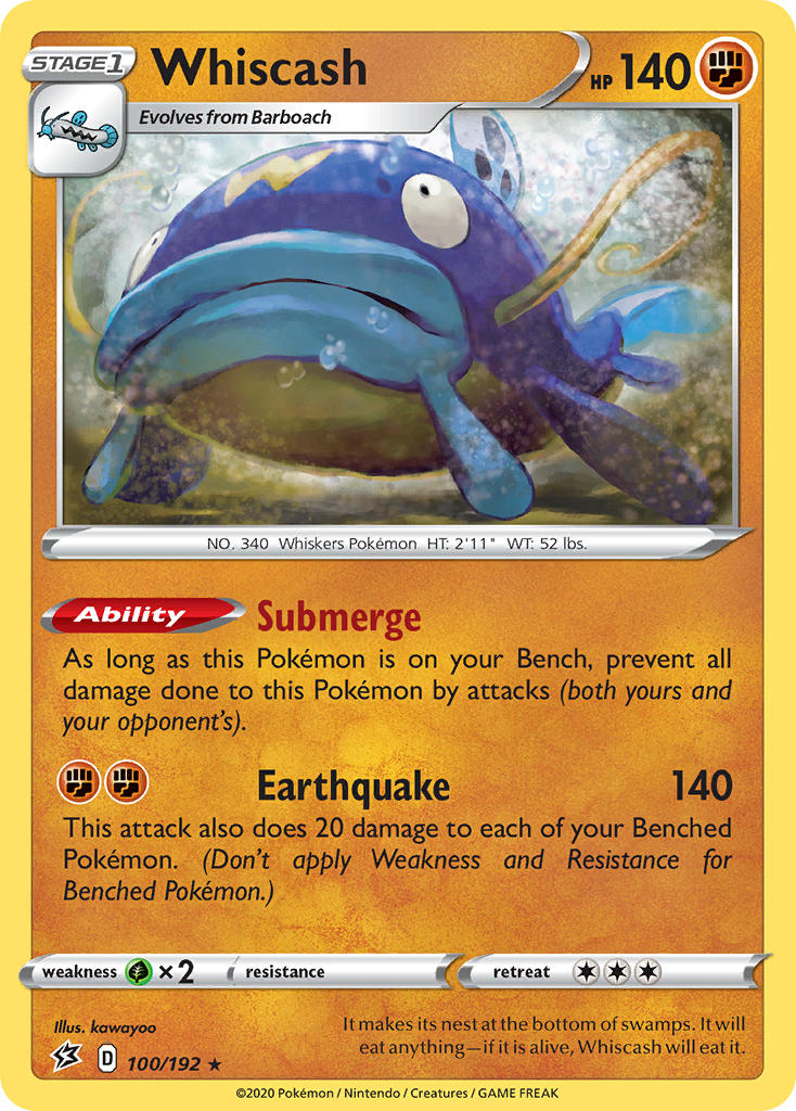 (100/192) Pokemon TCG Rebel Clash Single: Whiscash Reverse Holo Rare