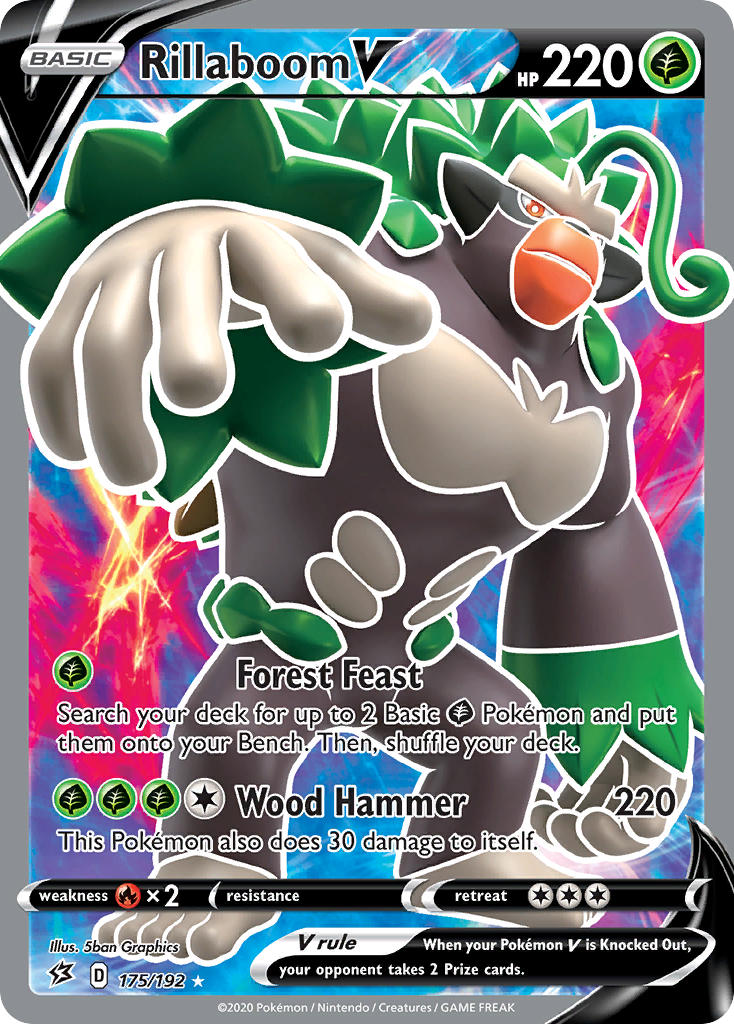 (175/192) Pokemon TCG Rebel Clash Single: Rillaboom V Ultra Rare