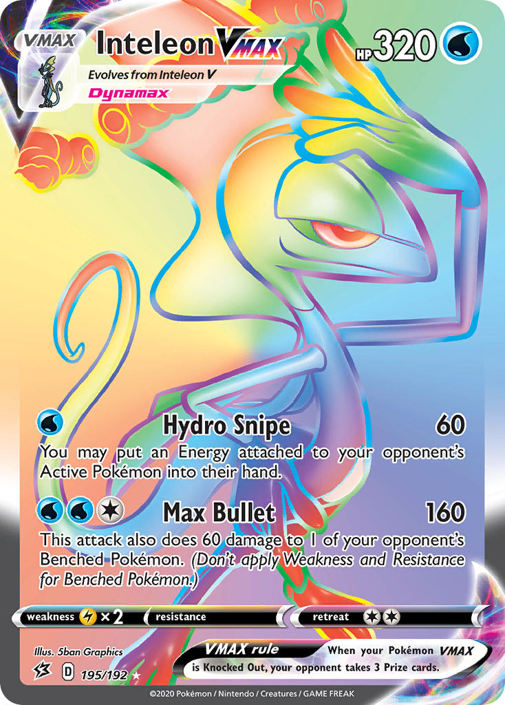 (195/192) Pokemon TCG Rebel Clash Single: Inteleon VMAX Secret Rare