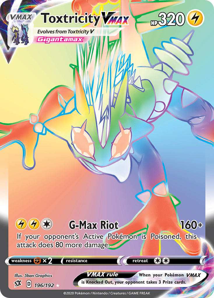 (196/192) Pokemon TCG Rebel Clash Single: Toxtricity VMAX Secret Rare