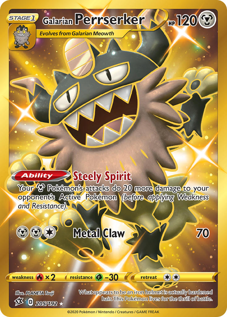 (205/192) Pokemon TCG Rebel Clash Single: Galarian Perrserker Secret Rare