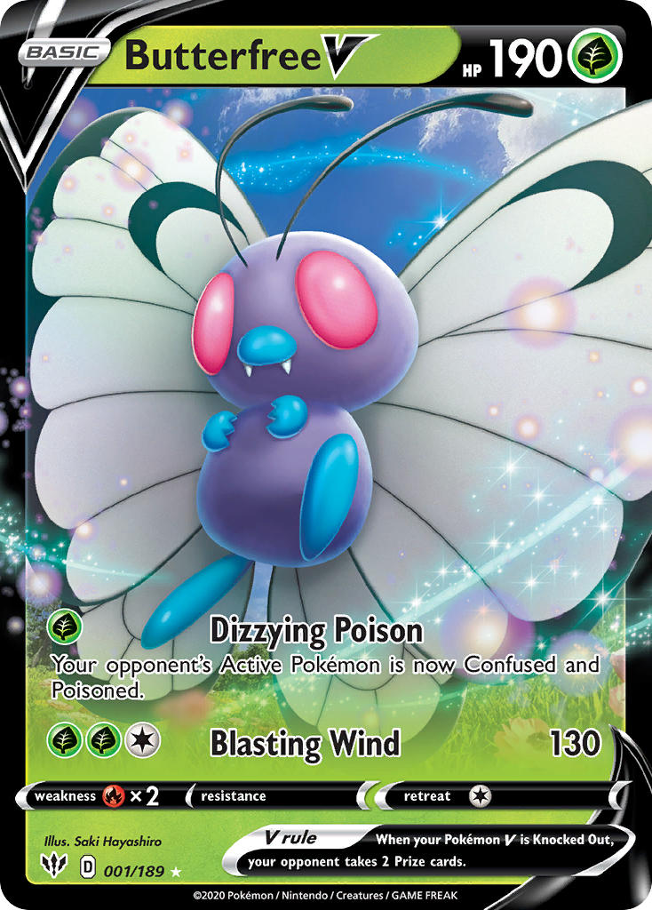 (001/189) Pokemon TCG Darkness Ablaze Single: Butterfree V Ultra Rare
