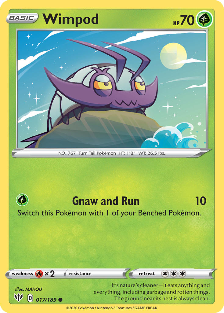 (017/189) Pokemon TCG Darkness Ablaze Single: Wimpod Common