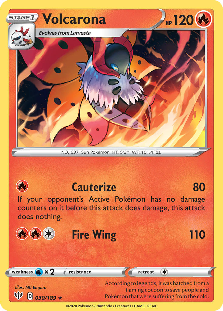 (030/189) Pokemon TCG Darkness Ablaze Single: Volcarona Rare