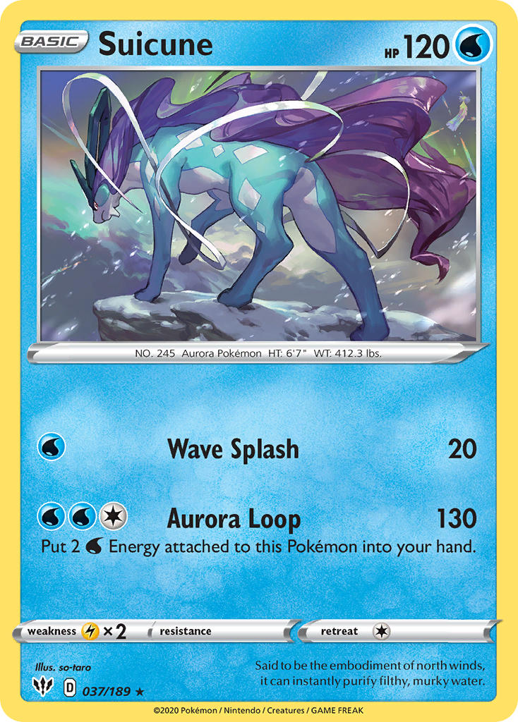(037/189) Pokemon TCG Darkness Ablaze Single: Suicune Holo Rare