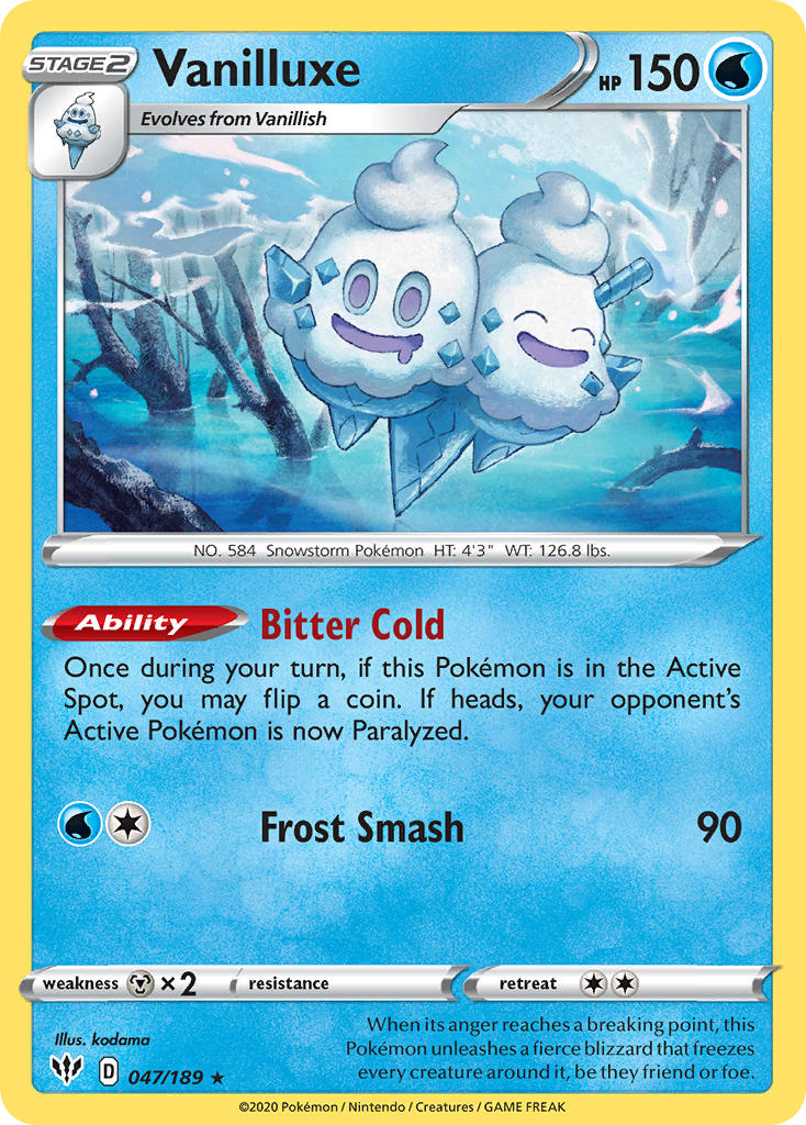 (047/189) Pokemon TCG Darkness Ablaze Single: Vanilluxe Rare
