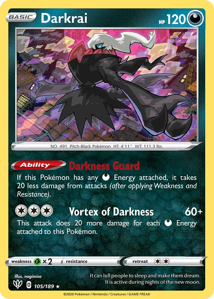 (105/189) Pokemon TCG Darkness Ablaze Single: Darkrai Reverse Holo Holo Rare