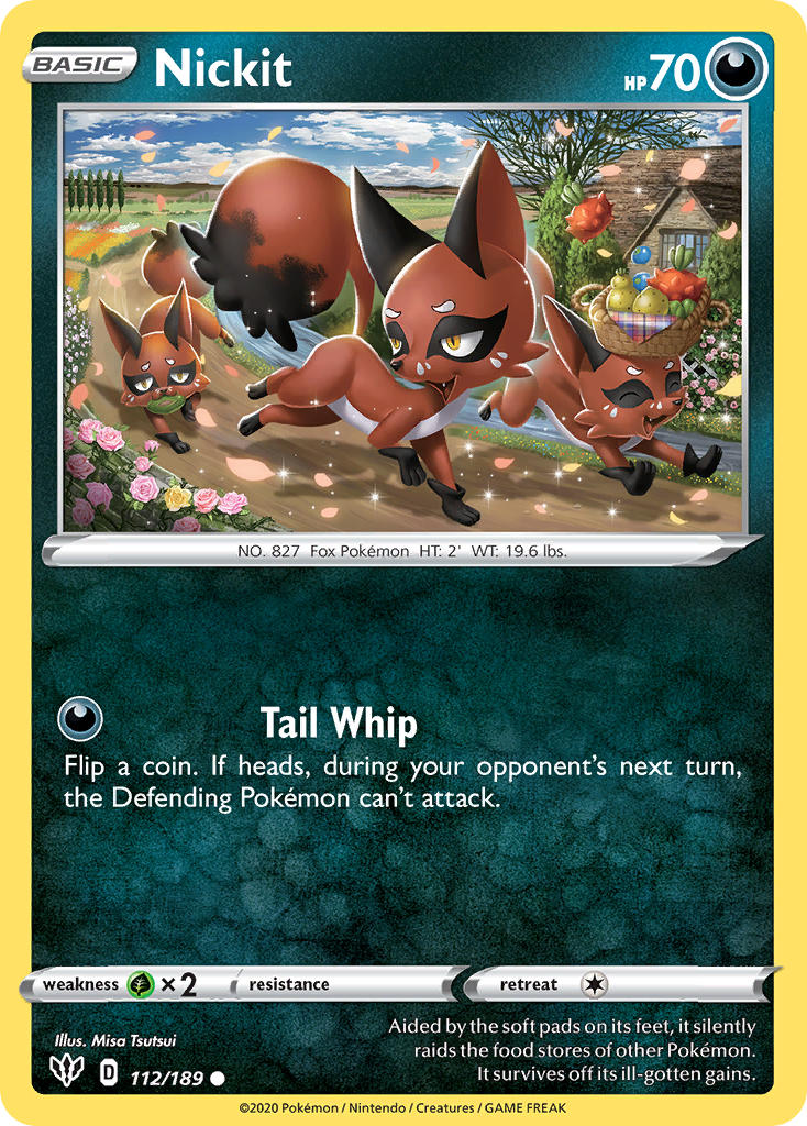 (112/189) Pokemon TCG Darkness Ablaze Single: Nickit Common