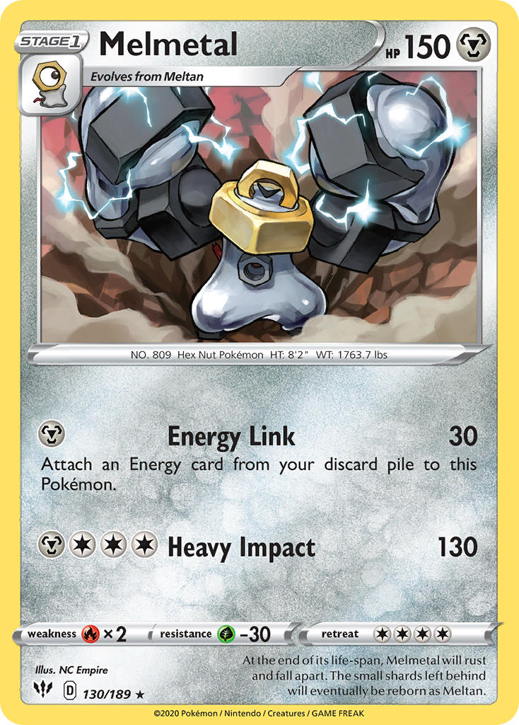 (130/189) Pokemon TCG Darkness Ablaze Single: Melmetal Reverse Holo Rare