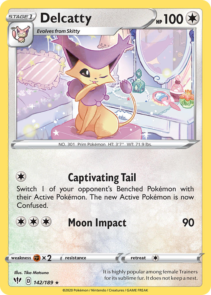 (142/189) Pokemon TCG Darkness Ablaze Single: Delcatty Rare