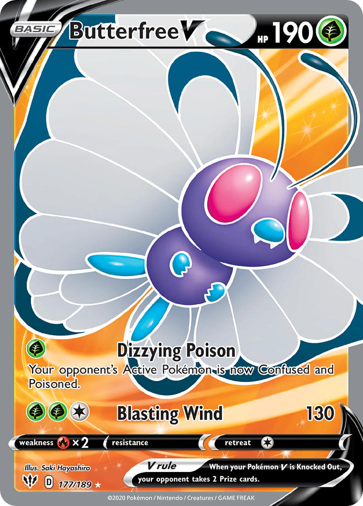 (177/189) Pokemon TCG Darkness Ablaze Single: Butterfree V Ultra Rare