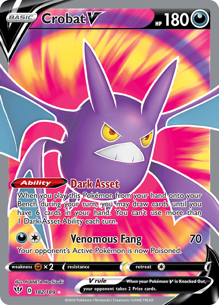 (182/189) Pokemon TCG Darkness Ablaze Single: Crobat V Ultra Rare