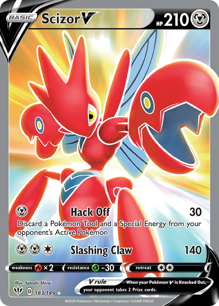 (183/189) Pokemon TCG Darkness Ablaze Single: Scizor V Ultra Rare