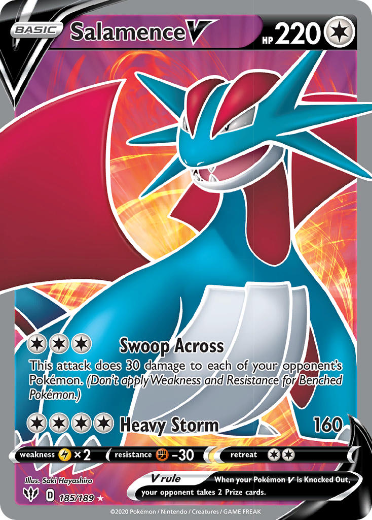 (185/189) Pokemon TCG Darkness Ablaze Single: Salamence V Ultra Rare
