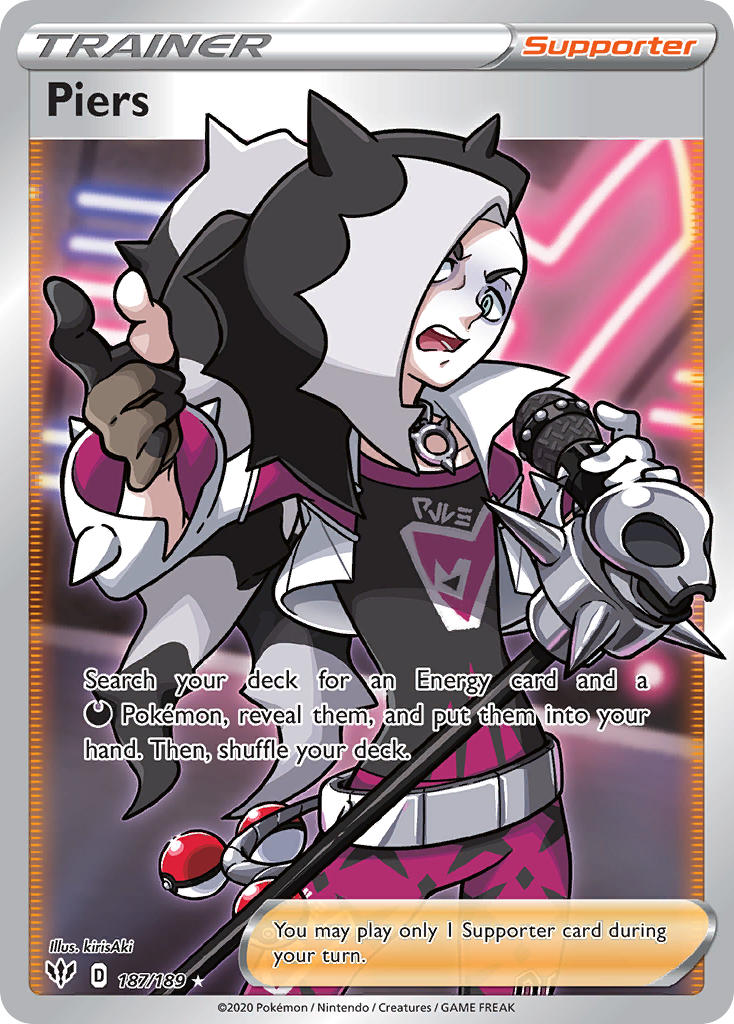 (187/189) Pokemon TCG Darkness Ablaze Single: Piers Ultra Rare