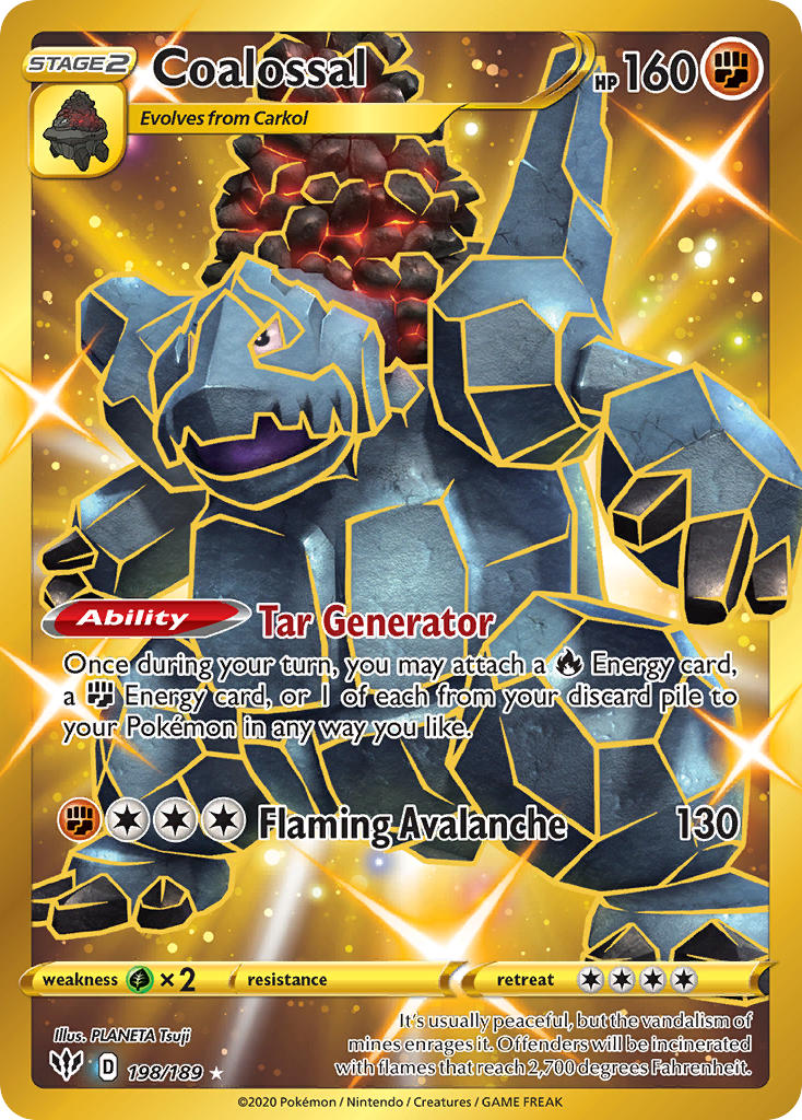 (198/189) Pokemon TCG Darkness Ablaze Single: Coalossal Secret Rare
