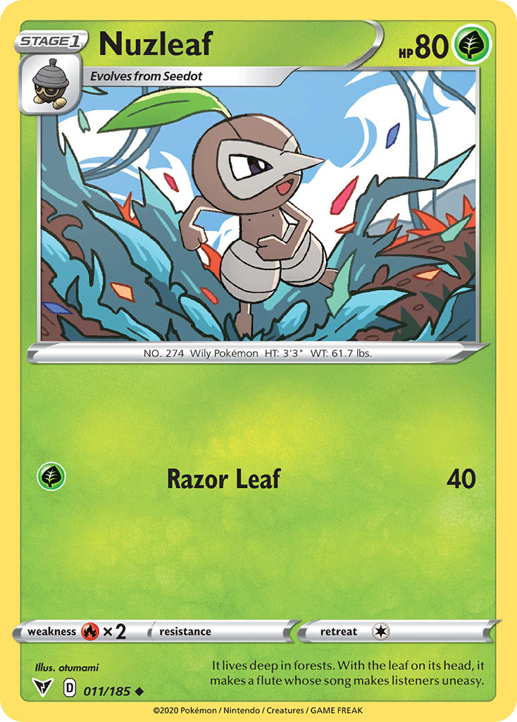 (011/185) Pokemon TCG Vivid Voltage Single: Nuzleaf Uncommon