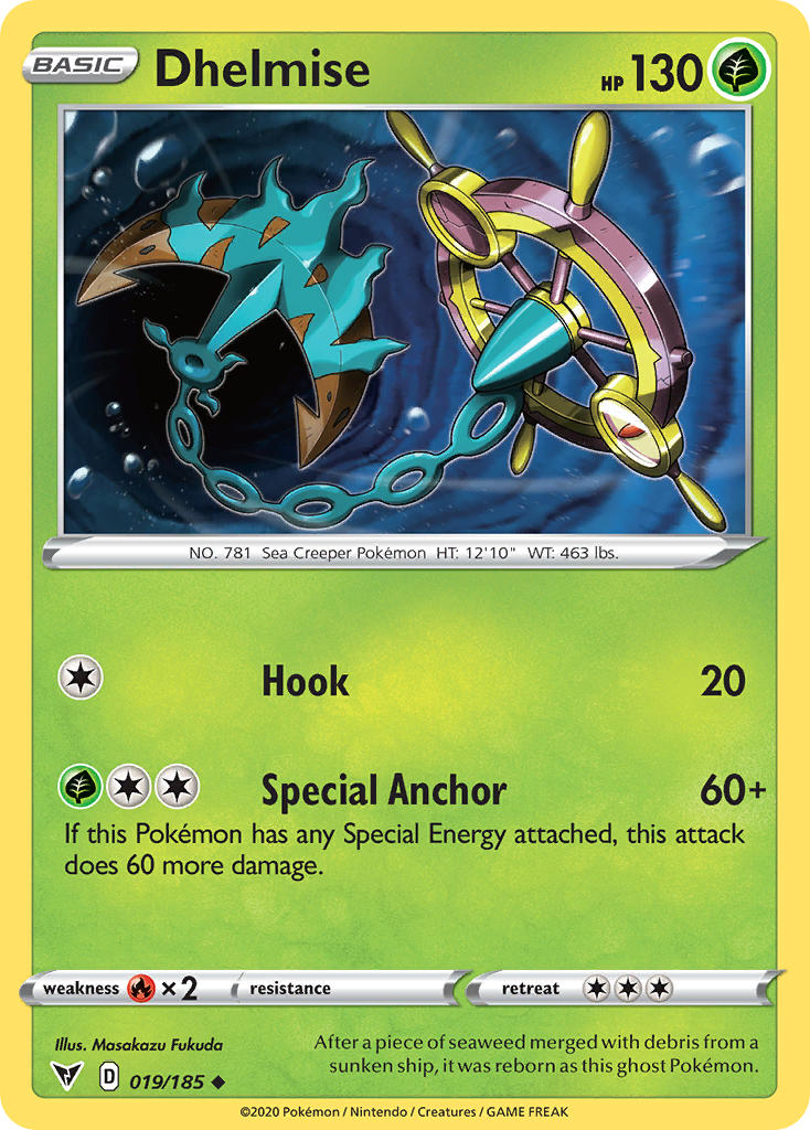(019/185) Pokemon TCG Vivid Voltage Single: Dhelmise Uncommon