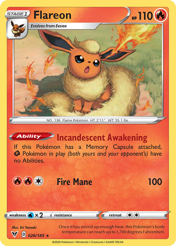 (026/185) Pokemon TCG Vivid Voltage Single: Flareon Rare